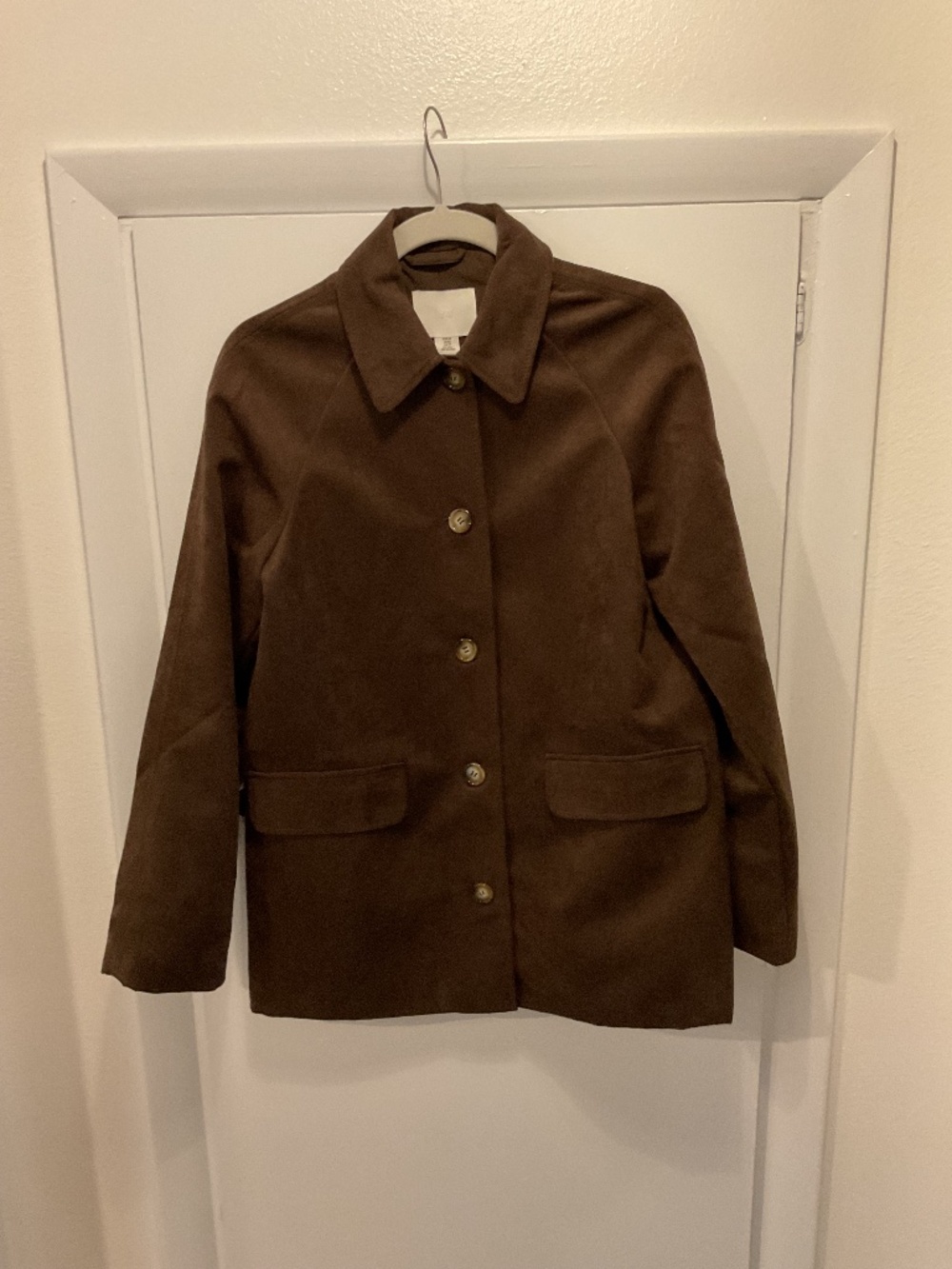 H&M Faux Suede Dark Brown Jacket, Size XS